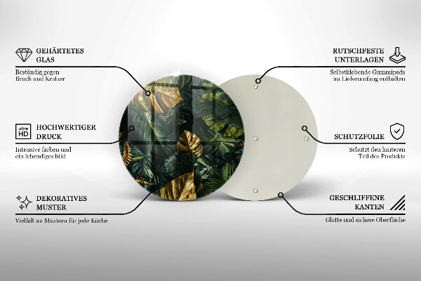 Skleněná deska do kuchyně Listy zlaté monstery