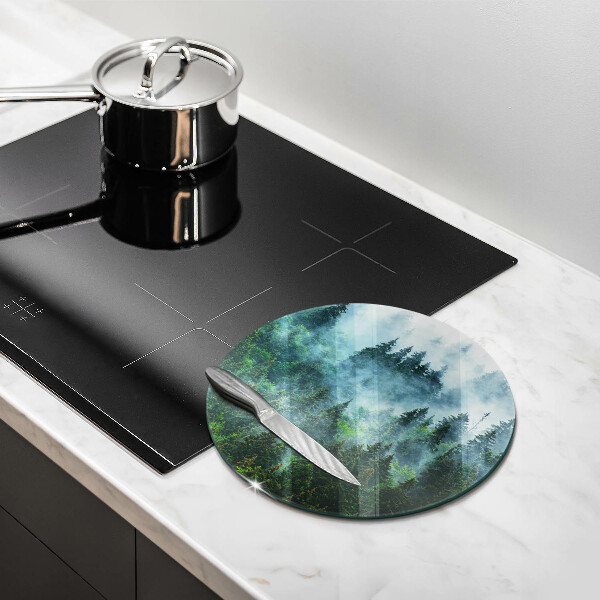 Skleněná deska do kuchyně Les v mlze