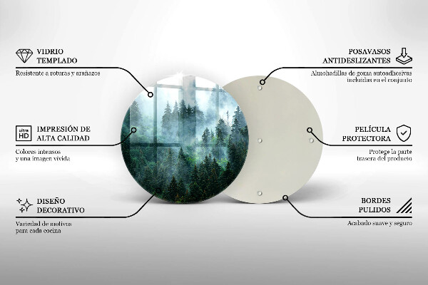 Skleněná deska do kuchyně Les v mlze