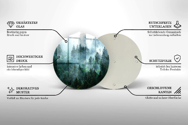 Skleněná deska do kuchyně Les v mlze