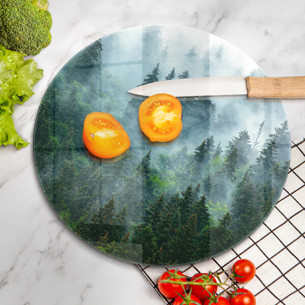 Skleněná deska do kuchyně Les v mlze