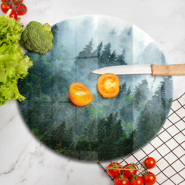 Skleněná deska do kuchyně Les v mlze