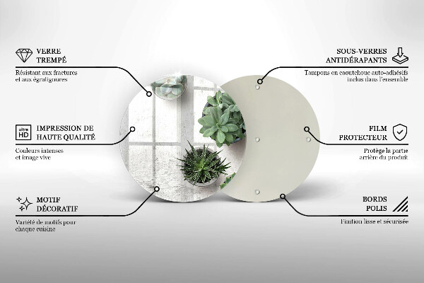 Skleněná deska do kuchyně Sukulenty na betonu