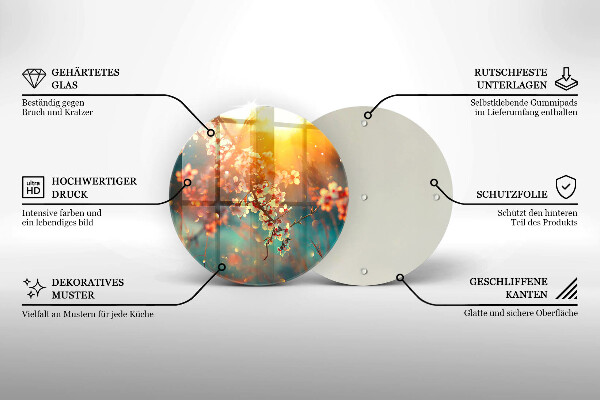 Skleněná deska do kuchyně Apple kvete na slunci