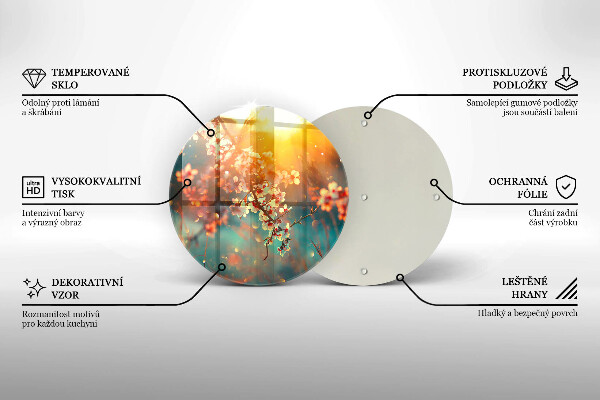 Skleněná deska do kuchyně Apple kvete na slunci