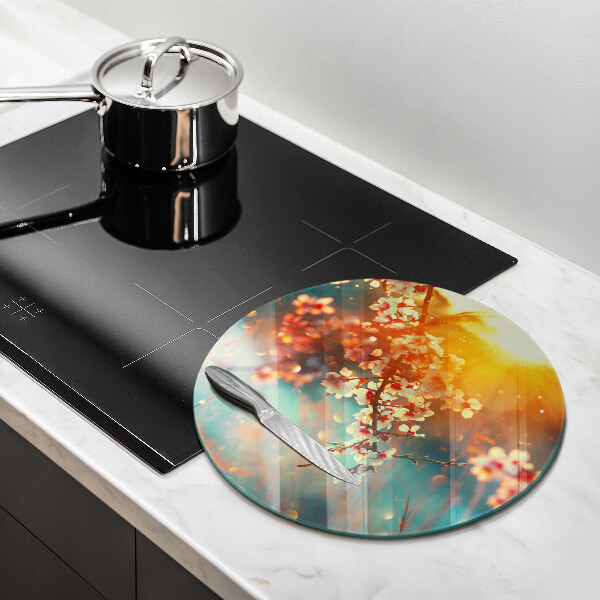 Skleněná deska do kuchyně Apple kvete na slunci