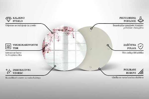 Skleněná deska do kuchyně Květiny na prknech