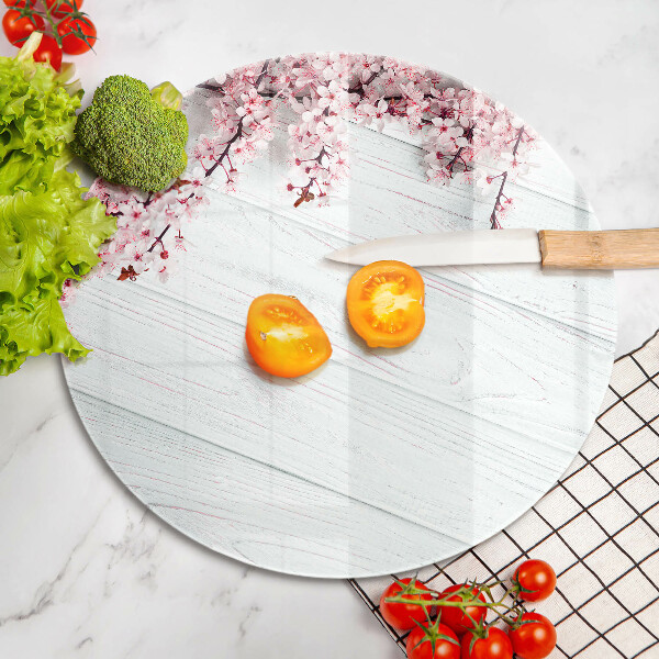 Skleněná deska do kuchyně Květiny na prknech