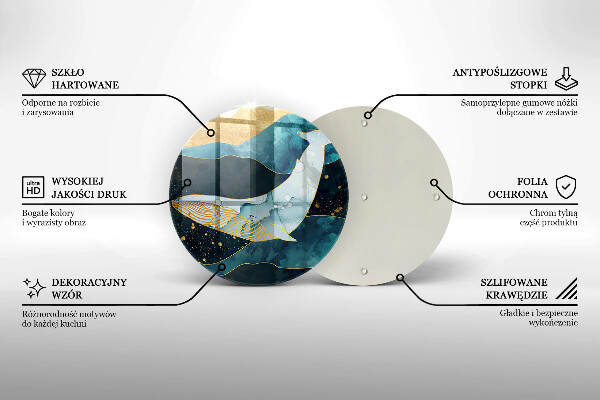 Skleněná deska do kuchyně Velryba abstrakce