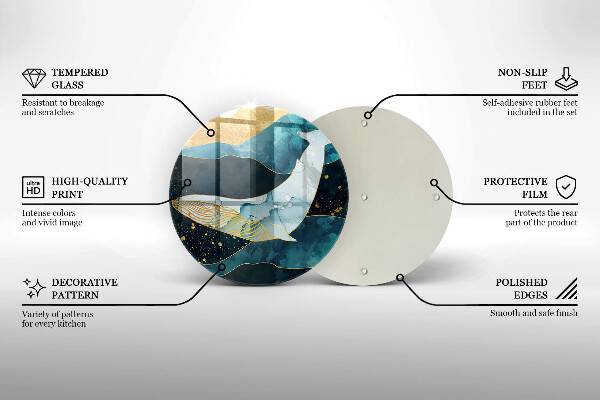 Skleněná deska do kuchyně Velryba abstrakce