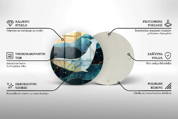 Skleněná deska do kuchyně Velryba abstrakce