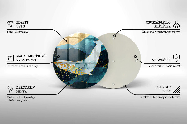 Skleněná deska do kuchyně Velryba abstrakce