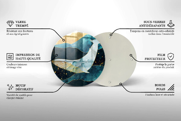 Skleněná deska do kuchyně Velryba abstrakce