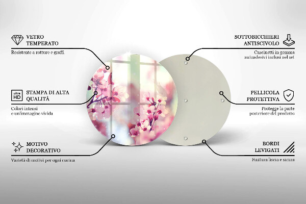 Skleněná deska do kuchyně Jarní růžové květy