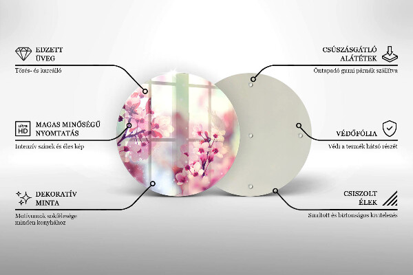 Skleněná deska do kuchyně Jarní růžové květy