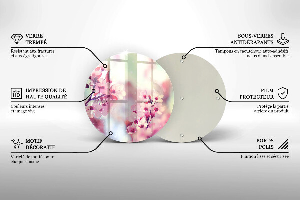 Skleněná deska do kuchyně Jarní růžové květy