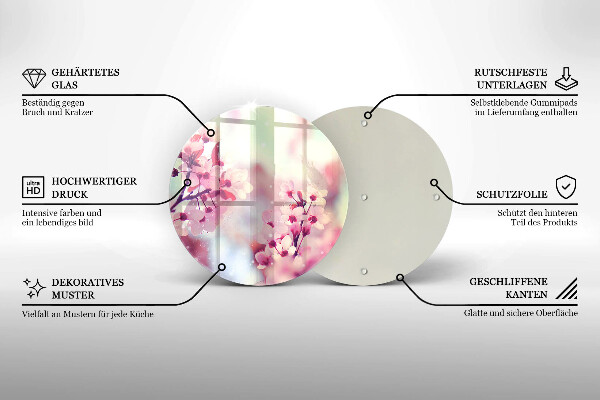 Skleněná deska do kuchyně Jarní růžové květy