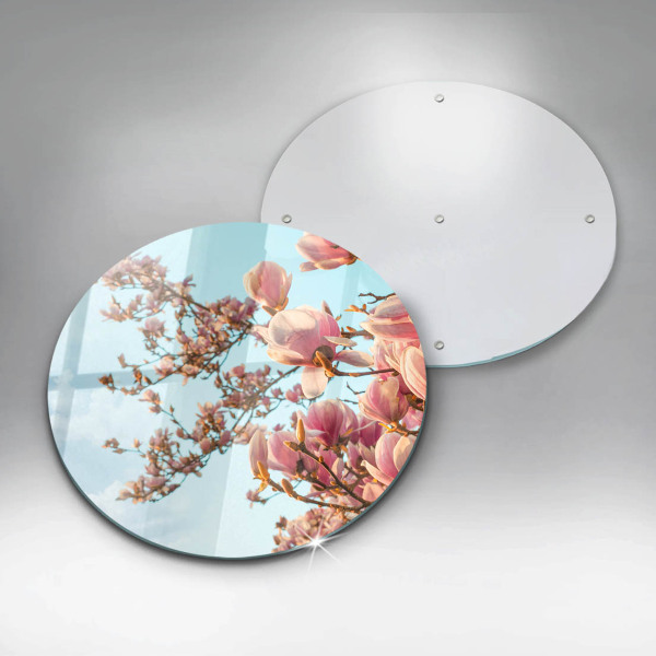 Skleněná deska do kuchyně Růžové květy strom