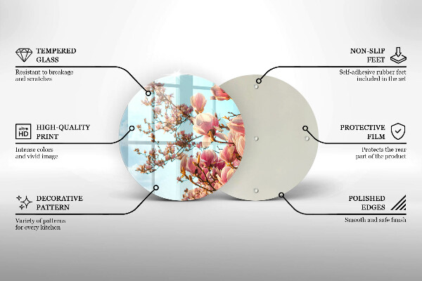 Skleněná deska do kuchyně Růžové květy strom