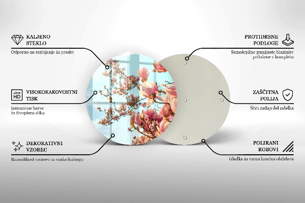 Skleněná deska do kuchyně Růžové květy strom