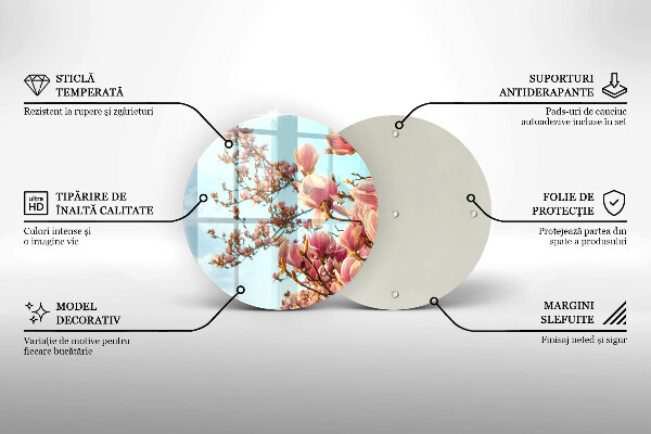 Skleněná deska do kuchyně Růžové květy strom