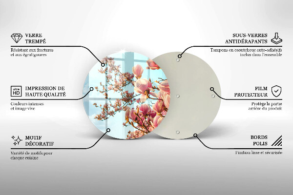 Skleněná deska do kuchyně Růžové květy strom