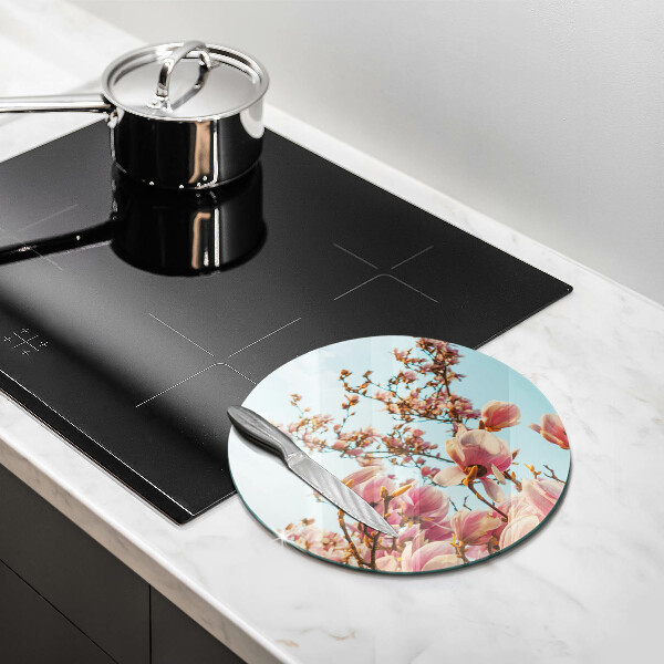 Skleněná deska do kuchyně Růžové květy strom