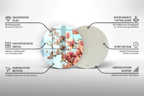 Skleněná deska do kuchyně Růžové květy strom