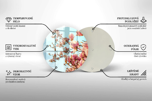 Skleněná deska do kuchyně Růžové květy strom
