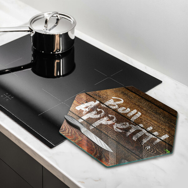 Skleněná deska do kuchyně Nápisové tabule bon appetit