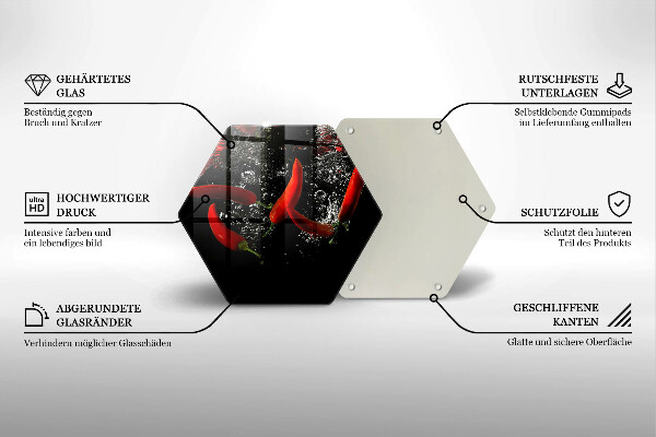 Skleněná deska do kuchyně Chilli papričky ve vodě