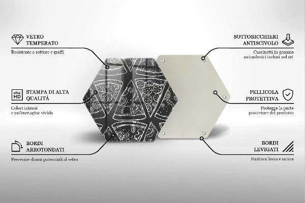 Skleněná krájecí deska Pizza ilustrace