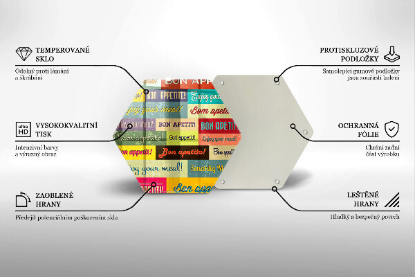 Skleněná deska do kuchyně Titulky jazyky dobré chuti