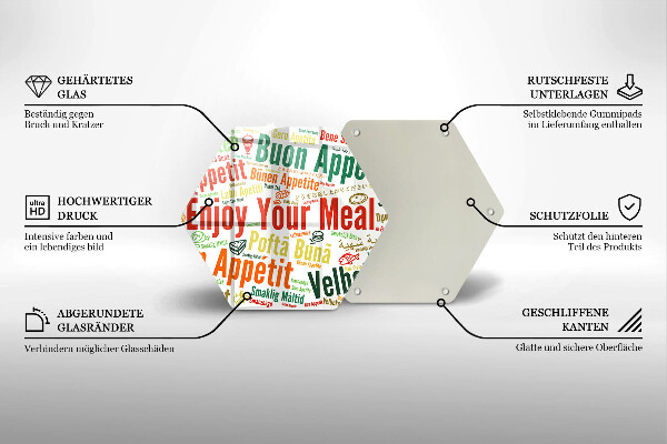 Skleněná deska do kuchyně Titulky jazyky dobré chuti