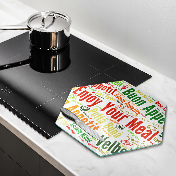 Skleněná deska do kuchyně Titulky jazyky dobré chuti