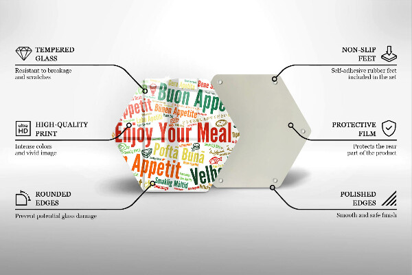 Skleněná deska do kuchyně Titulky jazyky dobré chuti
