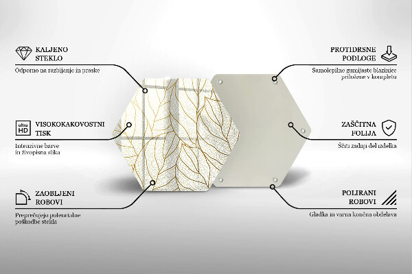 Skleněná deska do kuchyně Line-art listy vzor