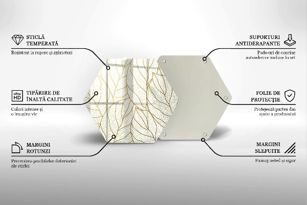 Skleněná deska do kuchyně Line-art listy vzor