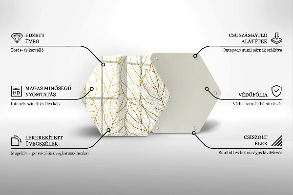 Skleněná deska do kuchyně Line-art listy vzor