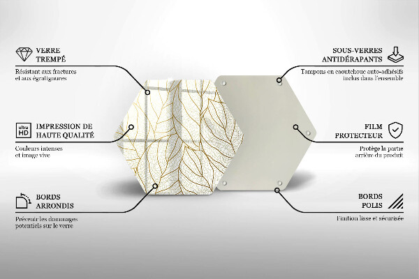 Skleněná deska do kuchyně Line-art listy vzor