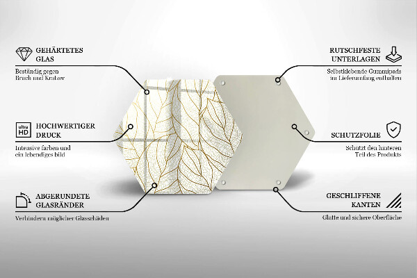 Skleněná deska do kuchyně Line-art listy vzor