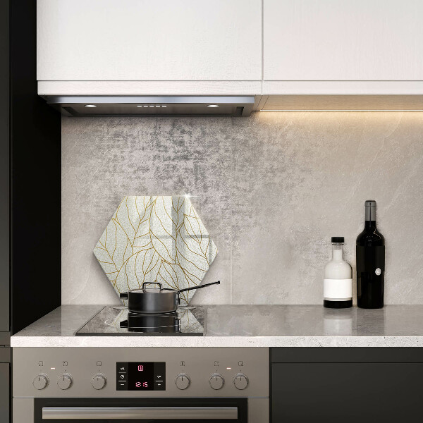 Skleněná deska do kuchyně Line-art listy vzor