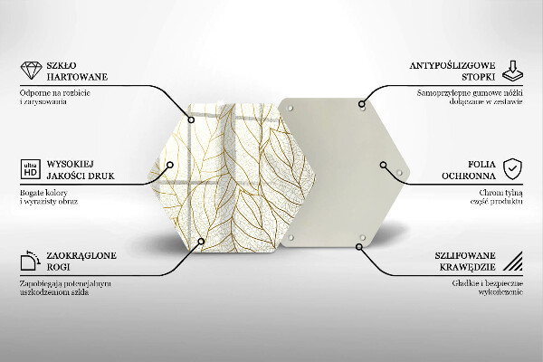 Skleněná deska do kuchyně Line-art listy vzor