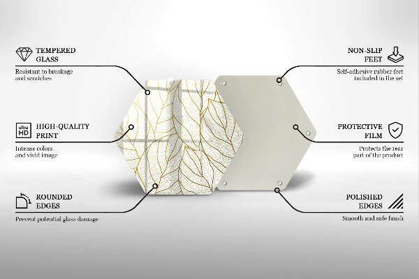 Skleněná deska do kuchyně Line-art listy vzor