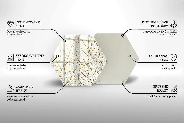 Skleněná deska do kuchyně Line-art listy vzor