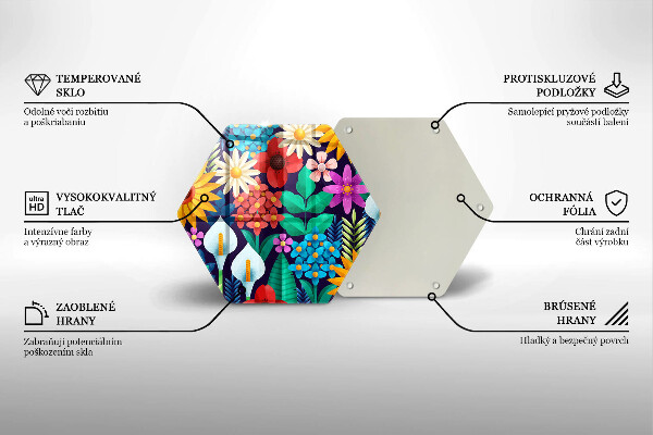 Skleněná deska do kuchyně Květiny louka ilustrace