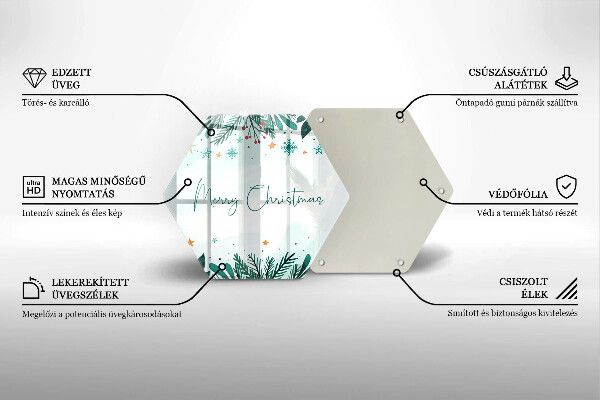 Skleněná deska do kuchyně Merry christmas nápis