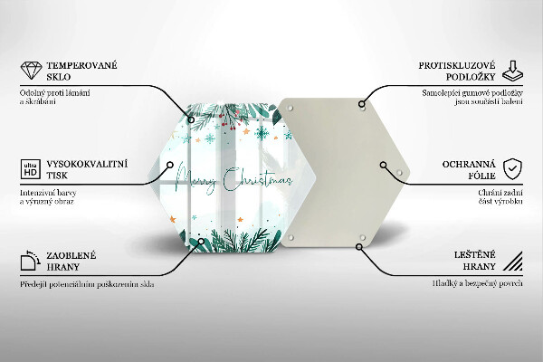 Skleněná deska do kuchyně Merry christmas nápis