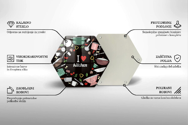 Skleněná deska do kuchyně Ilustrace miluji kuchyni