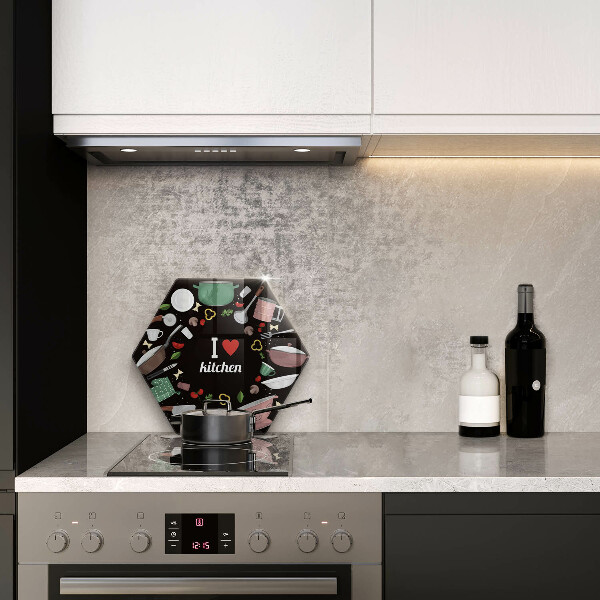 Skleněná deska do kuchyně Ilustrace miluji kuchyni